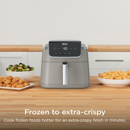 Ninja Air Fryer with Air Crisp | 5 QT Capacity fits up to 4lbs of Fries | 4-in-1 Pro Air Fry, Roast, Reheat, Dehydrate | 400°F Max Temp | 1750 Watts | W/Nonstick Basket & Crisper Plate | Grey | AF141