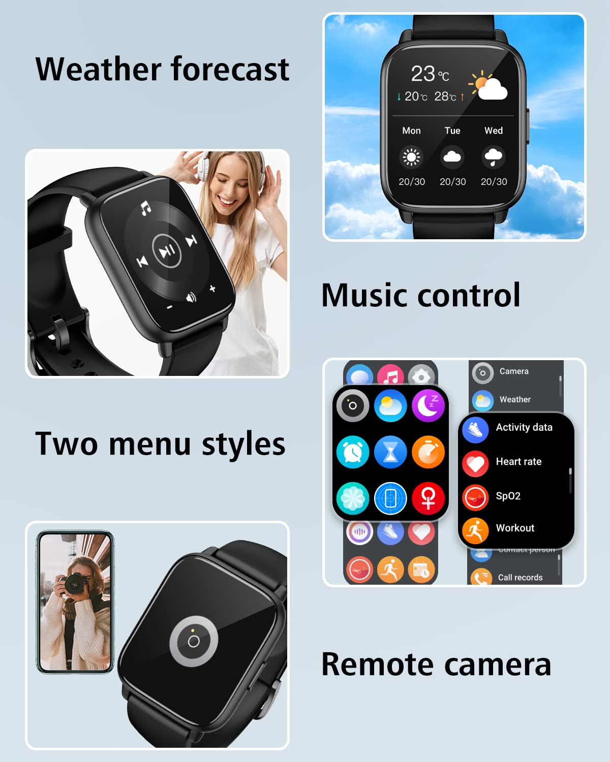 RUIMEN Smart Watches for Women Men (Answer/Make Calls, 2 Bands Included), 1.8" Smartwatch for iOS/Android Phones, Fitness Tracker Heart Rate/Sleep Monitor Digital Watch Waterproof Milky White