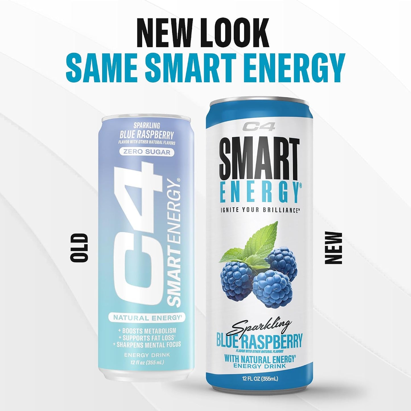 C4 Smart Energy Drinks Variety Pack, Sugar Free Performance Fuel & Nootropic Brain Booster, Coffee Substitute or Alternative, 4 Flavor Berry Breeze Variety (Pack of 24)