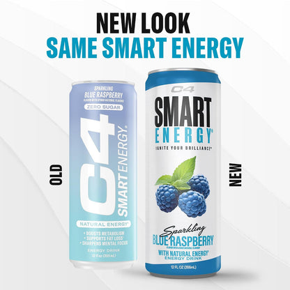 C4 Smart Energy Drinks Variety Pack, Sugar Free Performance Fuel & Nootropic Brain Booster, Coffee Substitute or Alternative, 4 Flavor Berry Breeze Variety (Pack of 24)