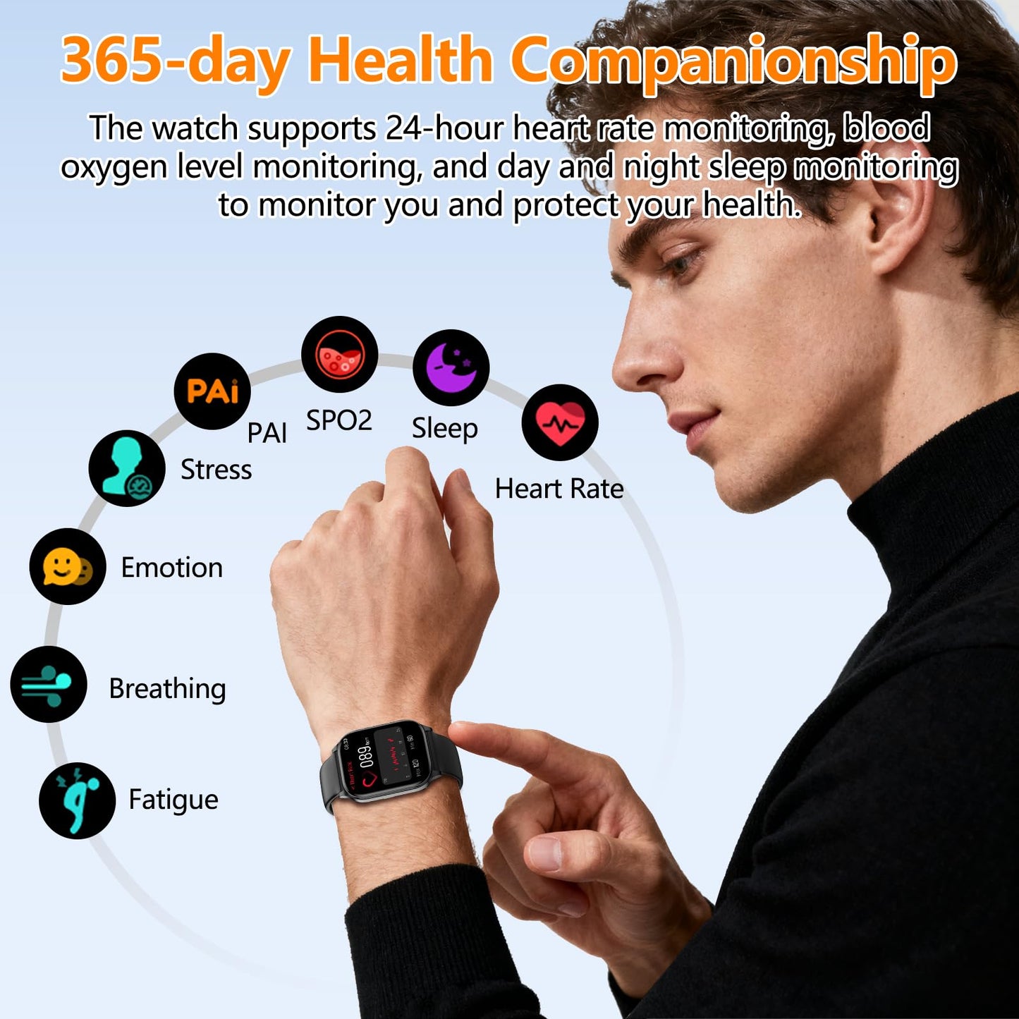 Smart Watch for Women Men, GPS Smartwatches with Heart Rate/SpO2/Sleep/Stress Monitor, 100+ Sports Fitness Watches, IP68 Waterproof Activity Tracker for Android/ iOS Phone (Silver, 1.96"_GPS+Map)