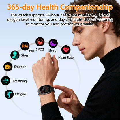 Smart Watch for Women Men, GPS Smartwatches with Heart Rate/SpO2/Sleep/Stress Monitor, 100+ Sports Fitness Watches, IP68 Waterproof Activity Tracker for Android/ iOS Phone (Silver, 1.96"_GPS+Map)