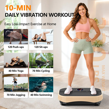 Vibration Plate Exercise Machine for Lymphatic Drainage, Full Body Shake Platform Board for Home Fitness, Fat Burning, 5 Program Modes and 99 Speed Levels