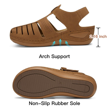 SHIBEVER Women's Wedge Sandals Summer: Closed Toe Sandals for Women Platform Dressy Wedge Size 5-11