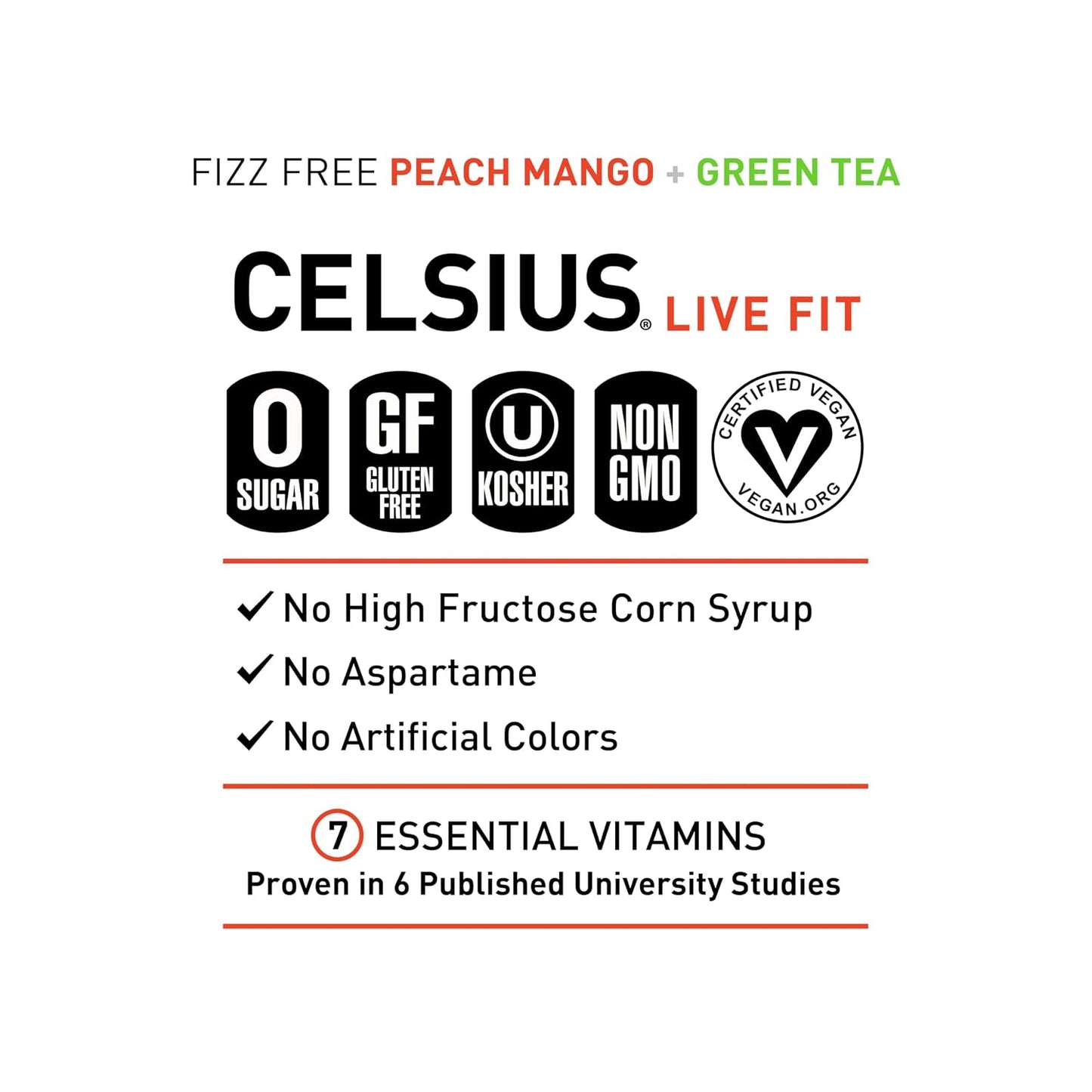 CELSIUS Sparkling Orange, Sugar Free Energy Drink, 12 Fl Oz (Pack of 12)