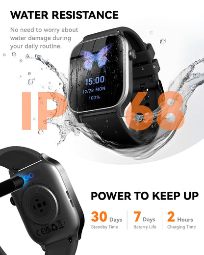 Smart Watches for Women Men, Fitness Tracker Watch with 110 Sports Modes, Step Counter/Sleep Monitor/Pedometer, IP68 Waterproof, Bluetooth Call & Music Control Smartwatch for iPhone/Android,Starlight