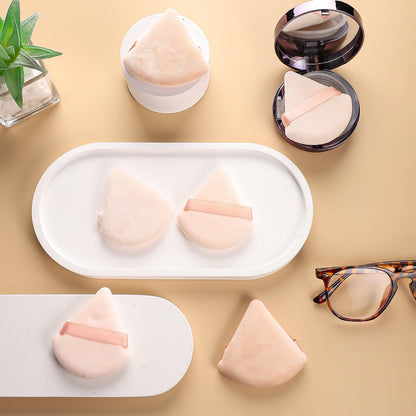 Pimoys 6 Pieces Powder Puff, Face Makeup Sponge Soft Velour Triangle Powder Puffs Beauty Sponge for Loose Powder (Black, Pink)
