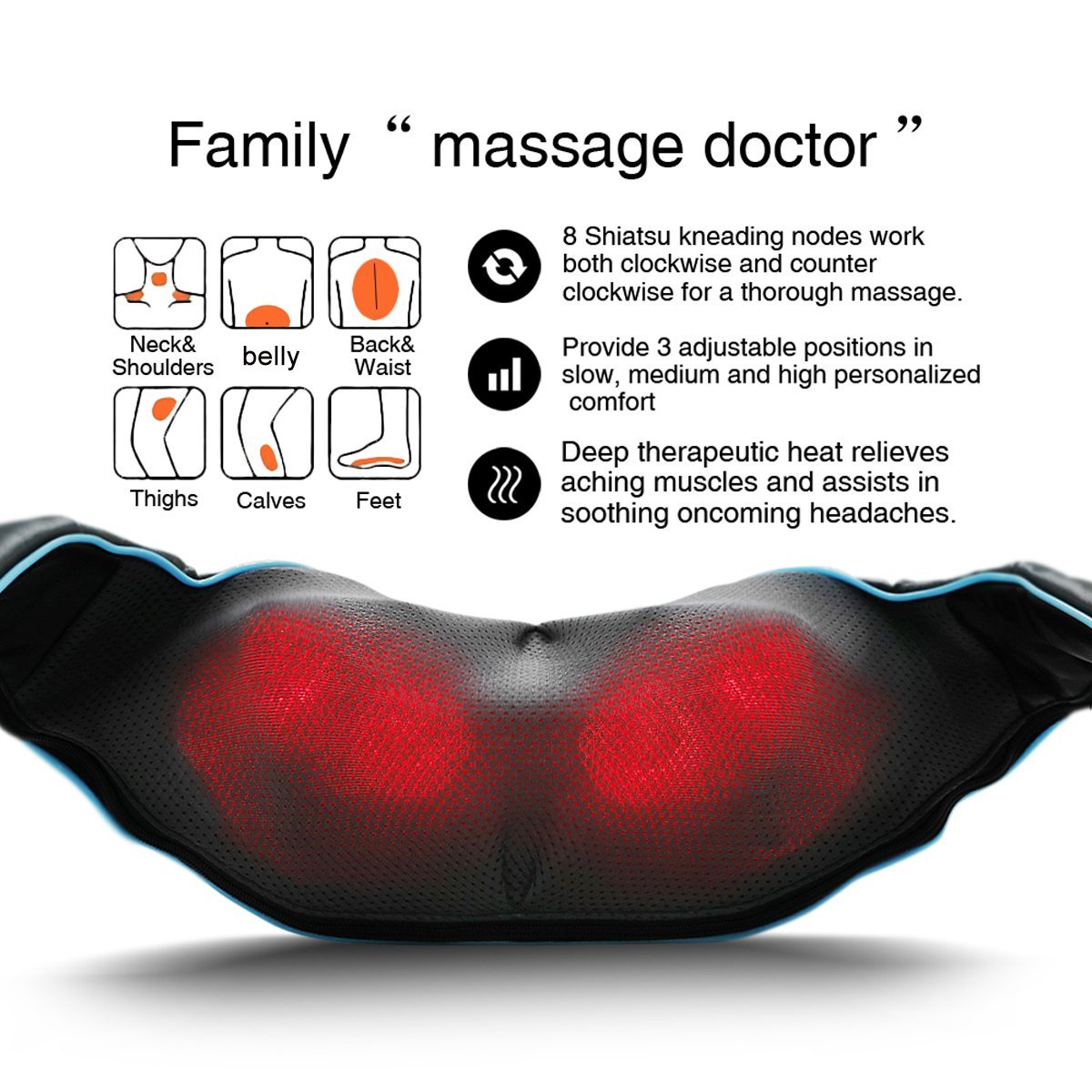 Mo Cuishle Women Men Gifts, Shiatsu Back Shoulder and Neck Massager with Heat, Electric Deep Tissue 4D Kneading Massage, Best Gifts for Mom Dad Wife Husband her Him, Christmas, Birthday (NOT Cordless)