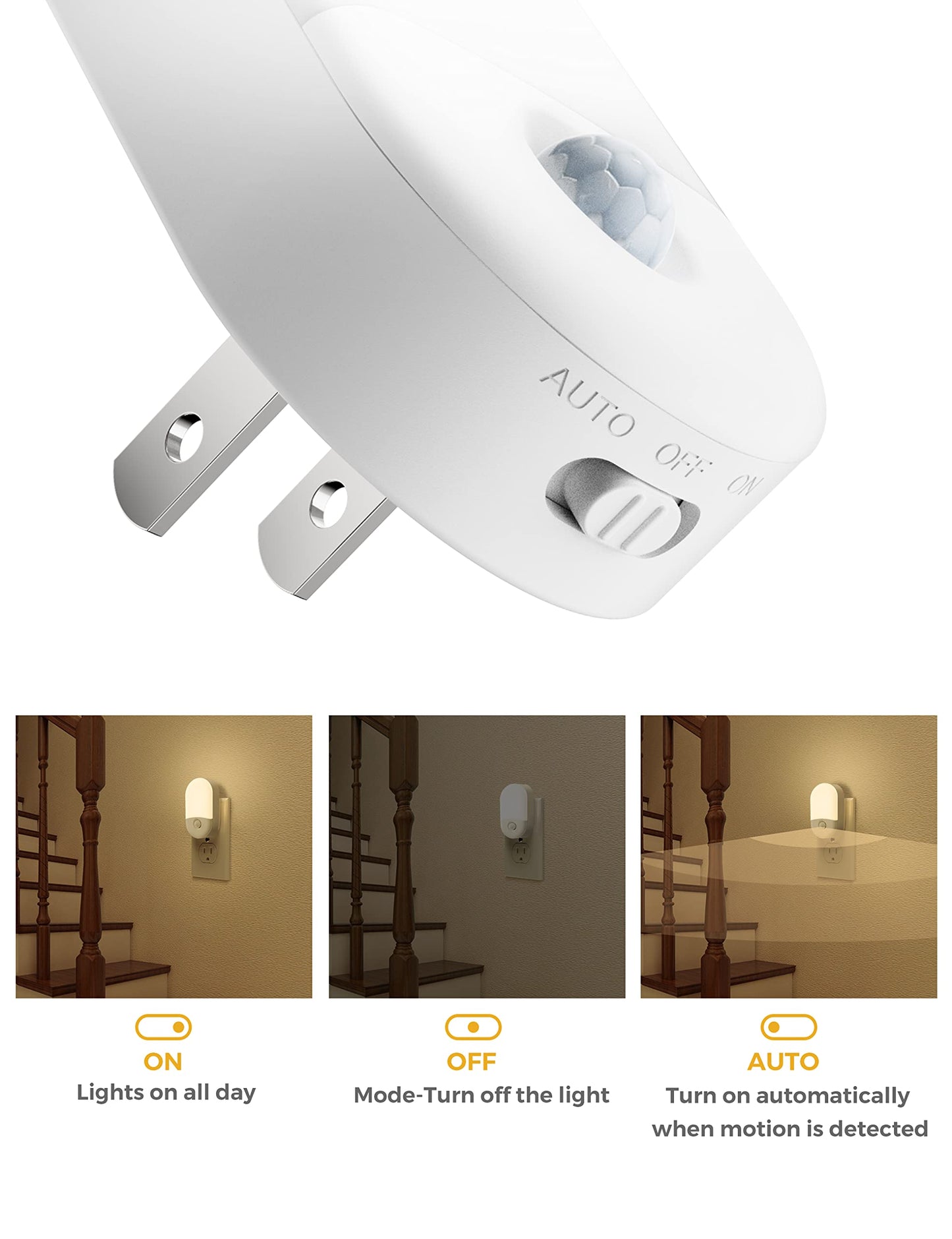 L LOHAS LED Motion Sensor Night Light, 2Pack, Motion Activated Night Light, Night Lights Plug into Wall Motion Sensor, 3000K Warm White, Adjustable Brightness 30/60LM, for Kids Adults Bathroom Bedroom