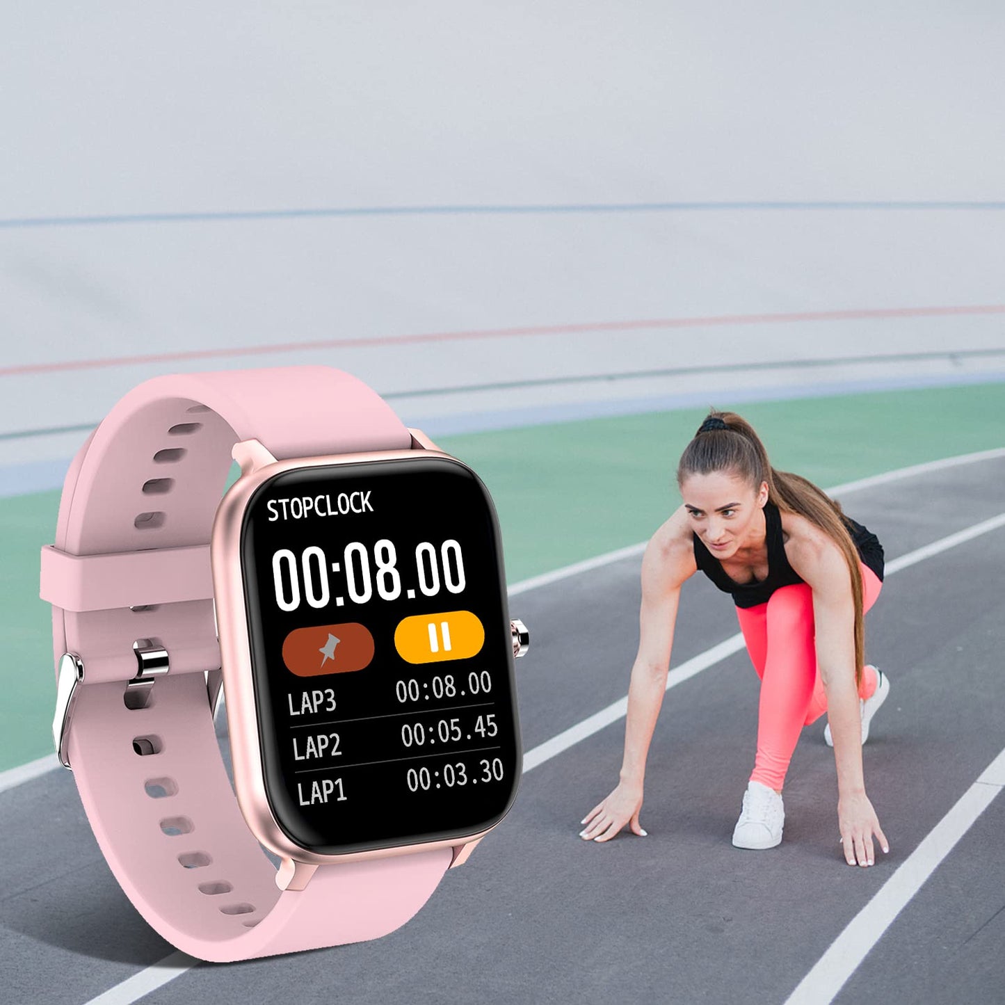 Smart Watch for Men Women Compatible with iPhone Samsung Android Phone 1.69 inch Full Touch Screen IP68 Waterproof Bluetooh Fitness Tracker Heart Rate/Sleep Monitor (Black)