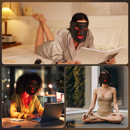 MEGELIN 7 Colors Led Light Therapy Facial Mask, Face Light Therapy Mask for Face, Reduce Wrinkles Smooth Skin, Infrared Light Skin Rejuvenation(White)