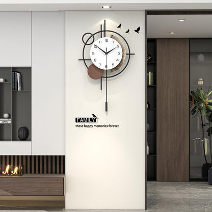 Wall Clock Decorative Large Modern Wall Clock Silent Non-Ticking Battery Operated Gold Unique Pendulum Clock for Living Room,Bedroom,Office,Kitchen,Bathroom,Wall Decor 13.8x21.9in