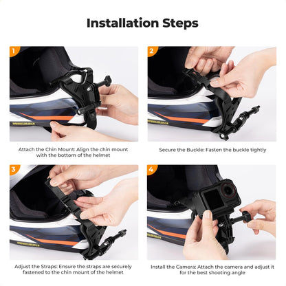 K&F CONCEPT Action Camera Motorcycle Dirt Bike Helmet Chin Strap Mount | Helmet Holder Mounting Attachment Compatible With GoPro Hero 13/12/11/10/9/8/DJI Osmo Action 5Pro/6/4/3/Insta360 X5/X4, TW05