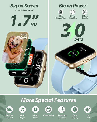 Tensky Smart Watch for Men/Women Android/iPhone/Samsung, Alexa Built-in, 1.8" Touch Screen Fitness Tracker with Answer/Make Calls, 3ATM Waterproof Heart Rate/Sleep/SpO2 Monitor, 120+ Sport Modes
