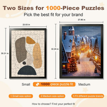 ALL4JIG Premium Wooden Puzzle Picture Frame with 5-Puzzle Storage Capacity for 1000 Piece Puzzles, Tool-Free Easy Assemble Display, Non-Glue Mounting Kit & Hanging Hardware Included (29" x 25")