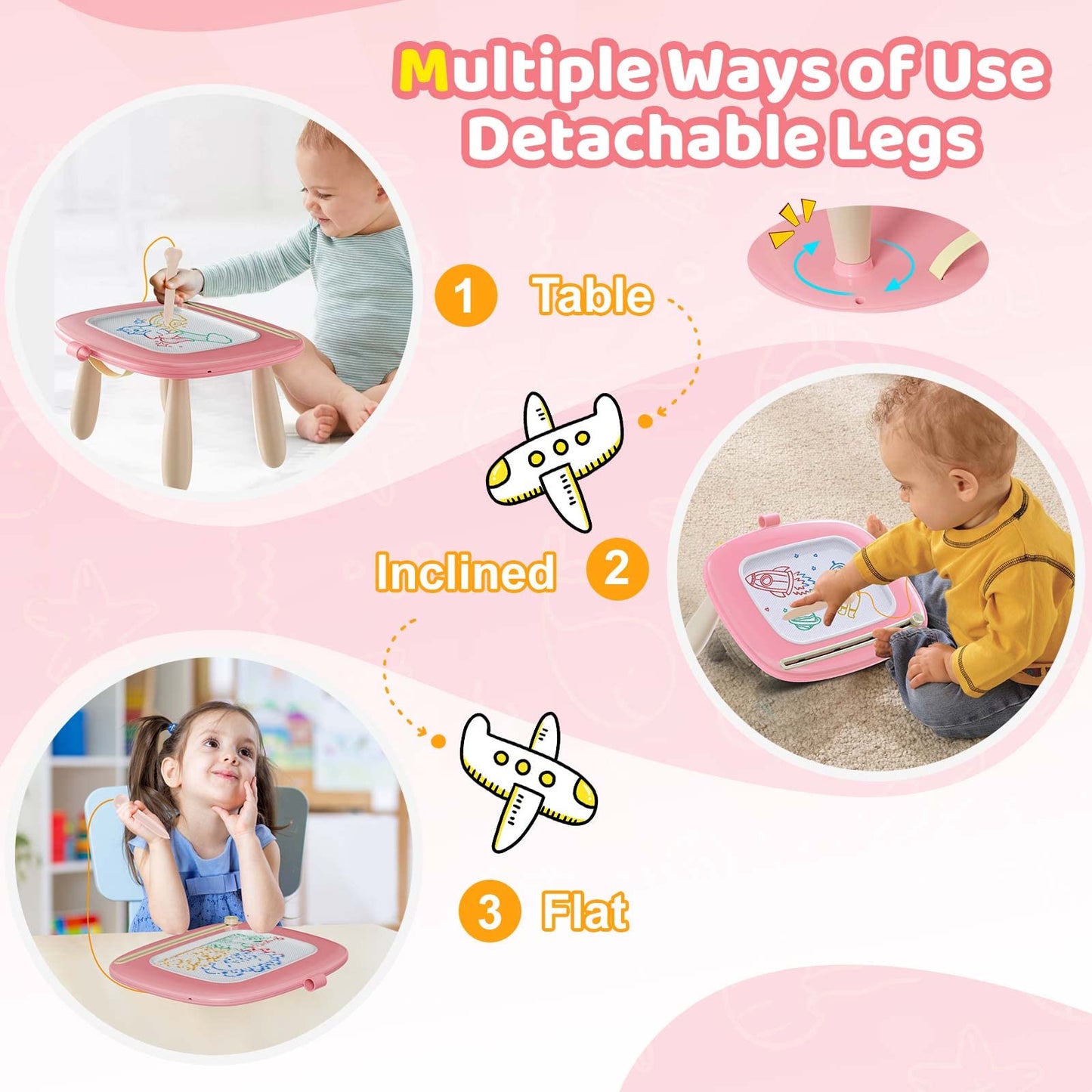 Kikidex Magnetic Drawing Board, Toddler Girl Toys for 1-3 Year Old, Doodle Board Pad Learning and Educational Toys for 1 2 3 Year Old Baby Kids Birthday Gift (Light Blue)