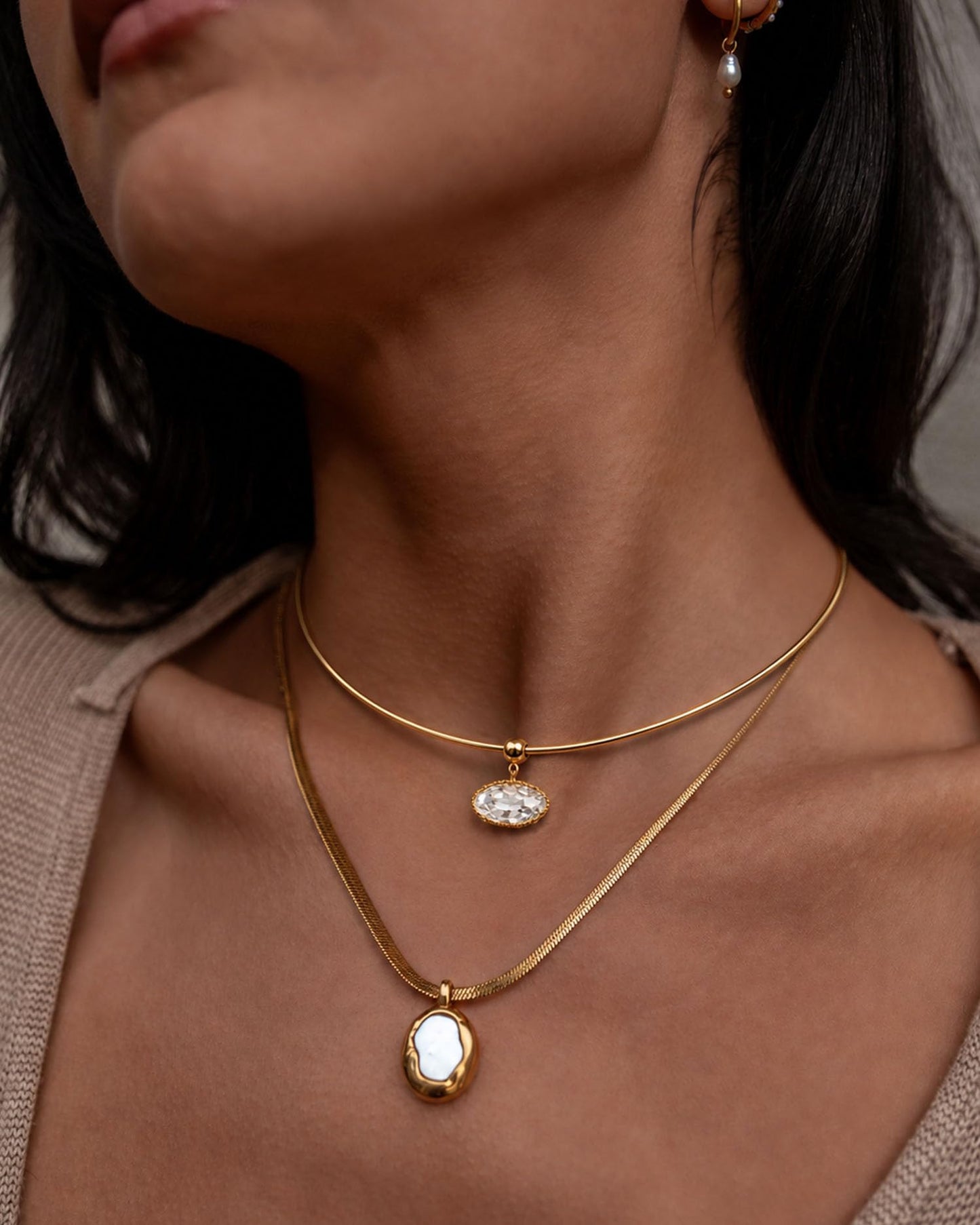 TLY Collar Choker Necklace for Women Trendy Non Tarnish 18K Gold Plated Dainty Wire Choker Cubic Zirconia Pendant Necklace Waterproof Cute Fashion Simple Necklace Stack Womens Jewelry Gift