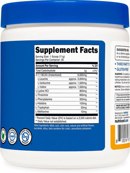 Nutricost EAA Powder 30 Servings (Fruit Punch) - Essential Amino Acids - Non-GMO, Gluten Free, Vegetarian Friendly (Pack of 2)