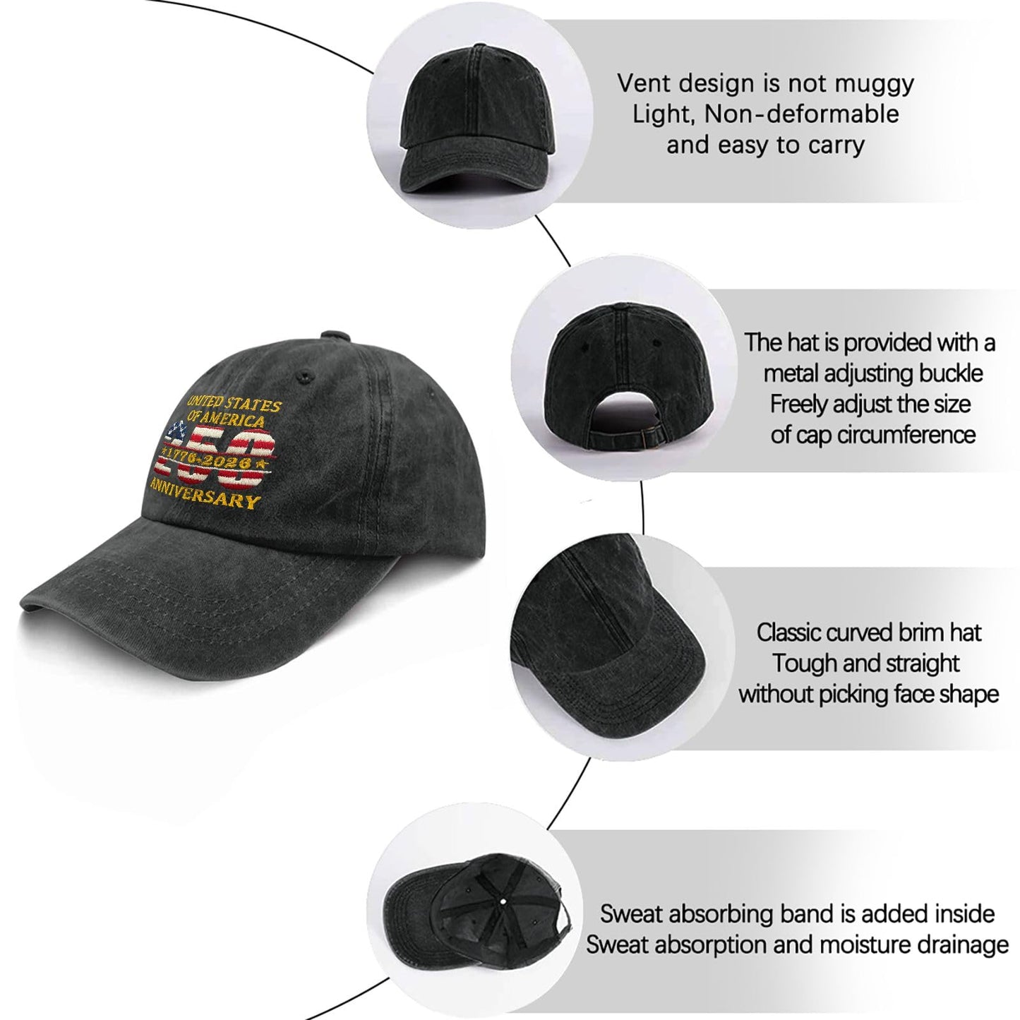 Funny Hat America Hats for Men Gifts for Dad Baseball Cap