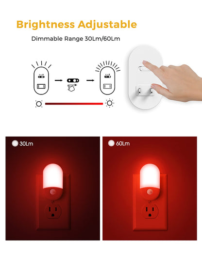 L LOHAS LED Motion Sensor Night Light, 2Pack, Motion Activated Night Light, Night Lights Plug into Wall Motion Sensor, 3000K Warm White, Adjustable Brightness 30/60LM, for Kids Adults Bathroom Bedroom