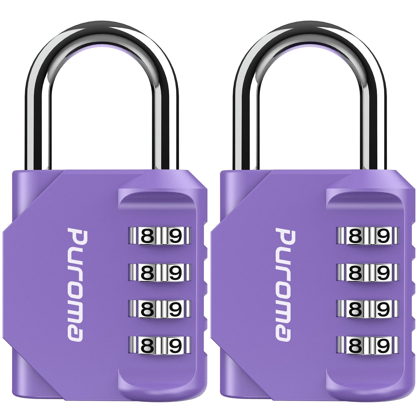 Puroma 2 Pack Combination Lock 4 Digit Padlock for School Gym Locker, Sports Locker, Fence, Toolbox, Case, Hasp Storage (Black & Code Window)