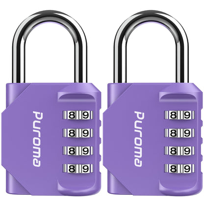 Puroma 2 Pack Combination Lock 4 Digit Padlock for School Gym Locker, Sports Locker, Fence, Toolbox, Case, Hasp Storage (Black & Code Window)