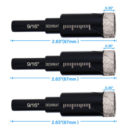 7 Piece Diamond Drill Bits Set, Core Drill Bits for Hard Materials - Tiles Ceramics Glass Stones – Built in Coolant, Fast Dry Drilling - Sizes 3/16" 1/4" 5/16" 3/8" 1/2" - Round Shank, Storage Case