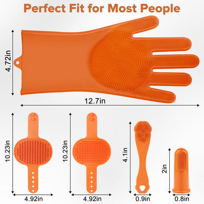 6PCS Grooming & Bath Supplies for Dogs, Cats | Dog Washing Gloves | Dog Bath Brush | Dog Shower Brush | Pet Grooming Gloves | Dog Grooming kit | Pet Supplies for Showerhead & Sprayer (Navy Blue)