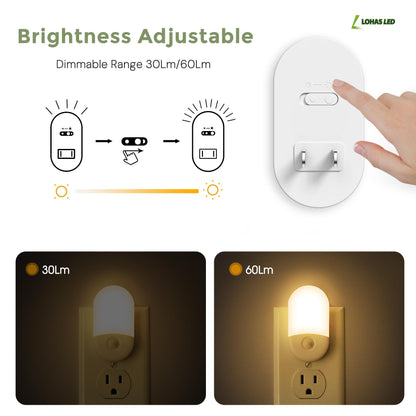 L LOHAS LED Motion Sensor Night Light, 2Pack, Motion Activated Night Light, Night Lights Plug into Wall Motion Sensor, 3000K Warm White, Adjustable Brightness 30/60LM, for Kids Adults Bathroom Bedroom