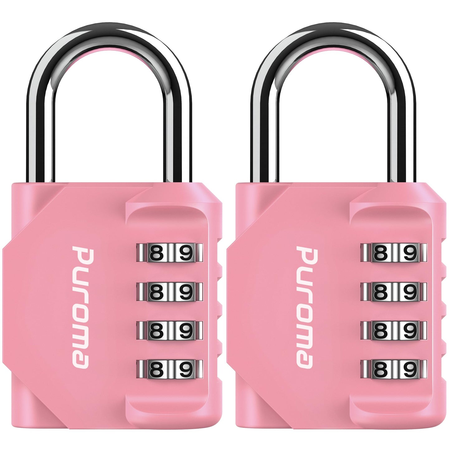 Puroma 2 Pack Combination Lock 4 Digit Padlock for School Gym Locker, Sports Locker, Fence, Toolbox, Case, Hasp Storage (Black & Code Window)