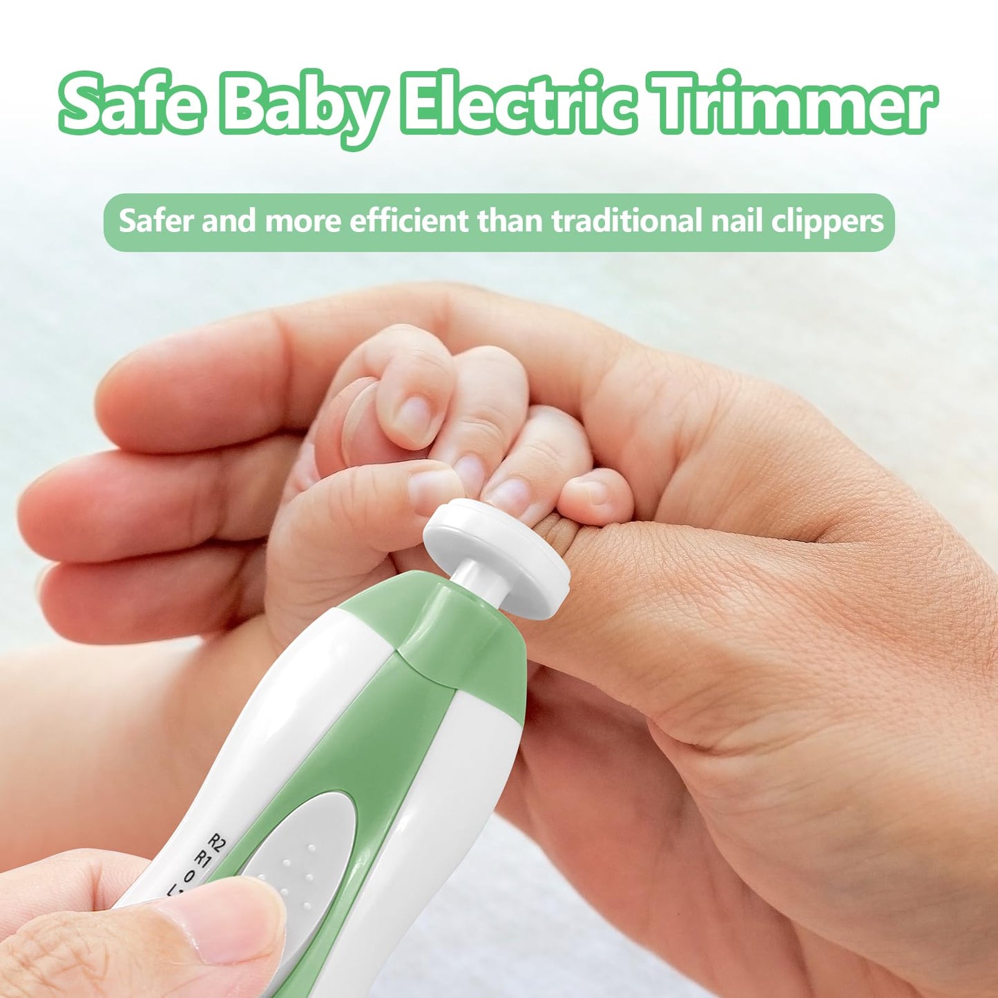 Electric Nail File Drill for Baby No Sharp Claws Hurt, 6 in 1 Safety Cutter Trimmer Clipper for Toes and Fingers (Blue)