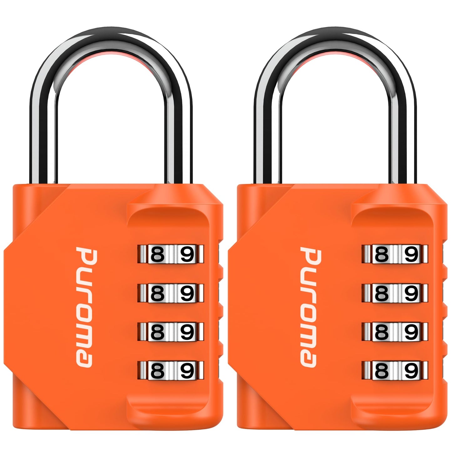 Puroma 2 Pack Combination Lock 4 Digit Padlock for School Gym Locker, Sports Locker, Fence, Toolbox, Case, Hasp Storage (Black & Code Window)