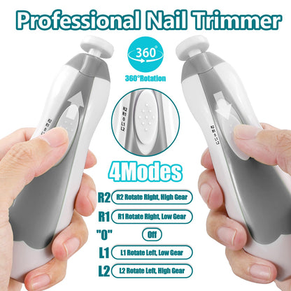 Electric Nail File Drill for Baby No Sharp Claws Hurt, 6 in 1 Safety Cutter Trimmer Clipper for Toes and Fingers (Blue)