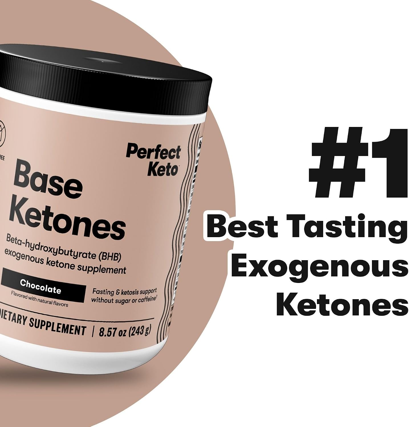 Perfect Keto Ketone Bundle — Exogenous Ketones Powder (Chocolate, 8.57 oz) + 100 ct Urine Ketone Test Strips — Keto Support & Monitoring Kit for Low Carb/Ketogenic Diets