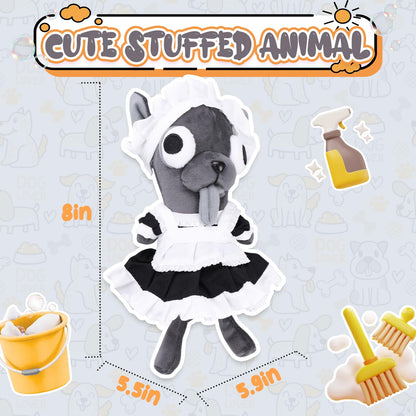 Funny Big Eyed Chihuahua Plush - Hilarious Dark Grey Chihuahua Stuffed Animal | Stress Relief Toy, Funny Desk Decor Gift for Kids & Adults (Black)