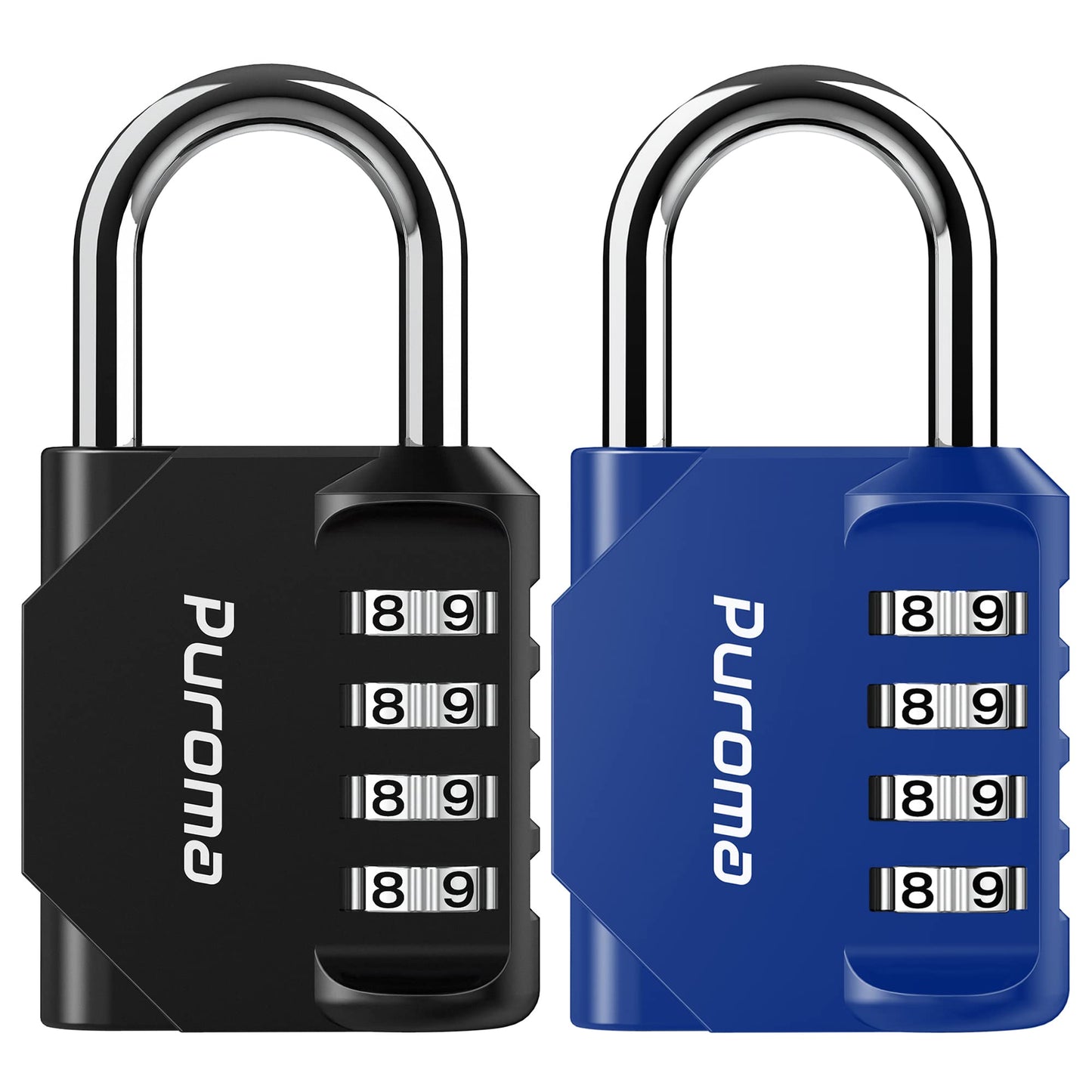 Puroma 2 Pack Combination Lock 4 Digit Padlock for School Gym Locker, Sports Locker, Fence, Toolbox, Case, Hasp Storage (Black & Code Window)