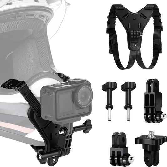 K&F CONCEPT Action Camera Motorcycle Dirt Bike Helmet Chin Strap Mount | Helmet Holder Mounting Attachment Compatible With GoPro Hero 13/12/11/10/9/8/DJI Osmo Action 5Pro/6/4/3/Insta360 X5/X4, TW05