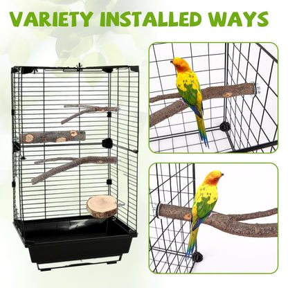 8 PCS Bird Perch Set for Cage - Natural Apple Wood Platforms & Hardwood Branches for Parakeets, Budgies, Cockatiels - Small Bird Habitat Gym, Climbing Stand & Safe Chew Toys