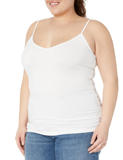 Amazon Essentials Women's Slim-Fit V-Neck Cami, Pack of 4