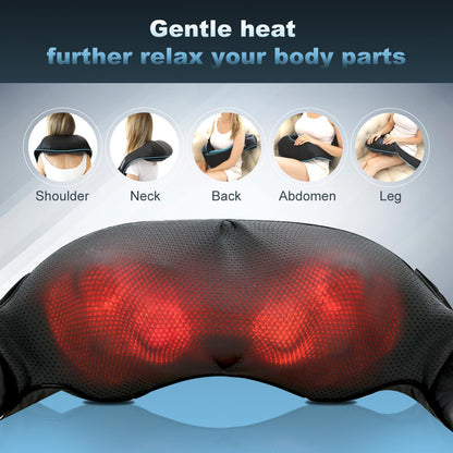Mo Cuishle Women Men Gifts, Shiatsu Back Shoulder and Neck Massager with Heat, Electric Deep Tissue 4D Kneading Massage, Best Gifts for Mom Dad Wife Husband her Him, Christmas, Birthday (NOT Cordless)
