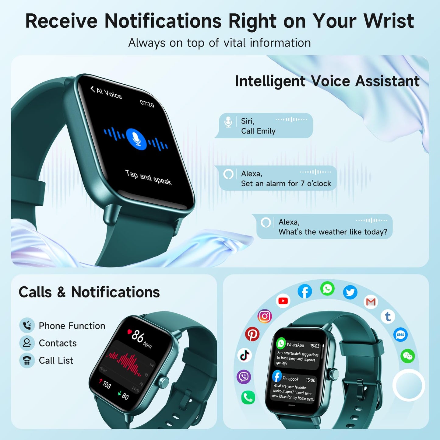 Smart Watch for Women Android & iPhone, Alexa Built-in, IP68 Waterproof Activity Fitness Tracker with Bluetooth Call (Answer/Make), 1.8" Smartwatch with Heart Rate/SpO2/Sleep Monitor, 100+ Sports Mode | Pink