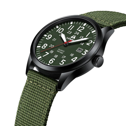 LN LENQIN Mens Watches Unisex Military Sport Nylon Strap Stylish Luminous Fashion Analog Quartz Watch for Men Waterproof Army Tactical Casual Wristwatch