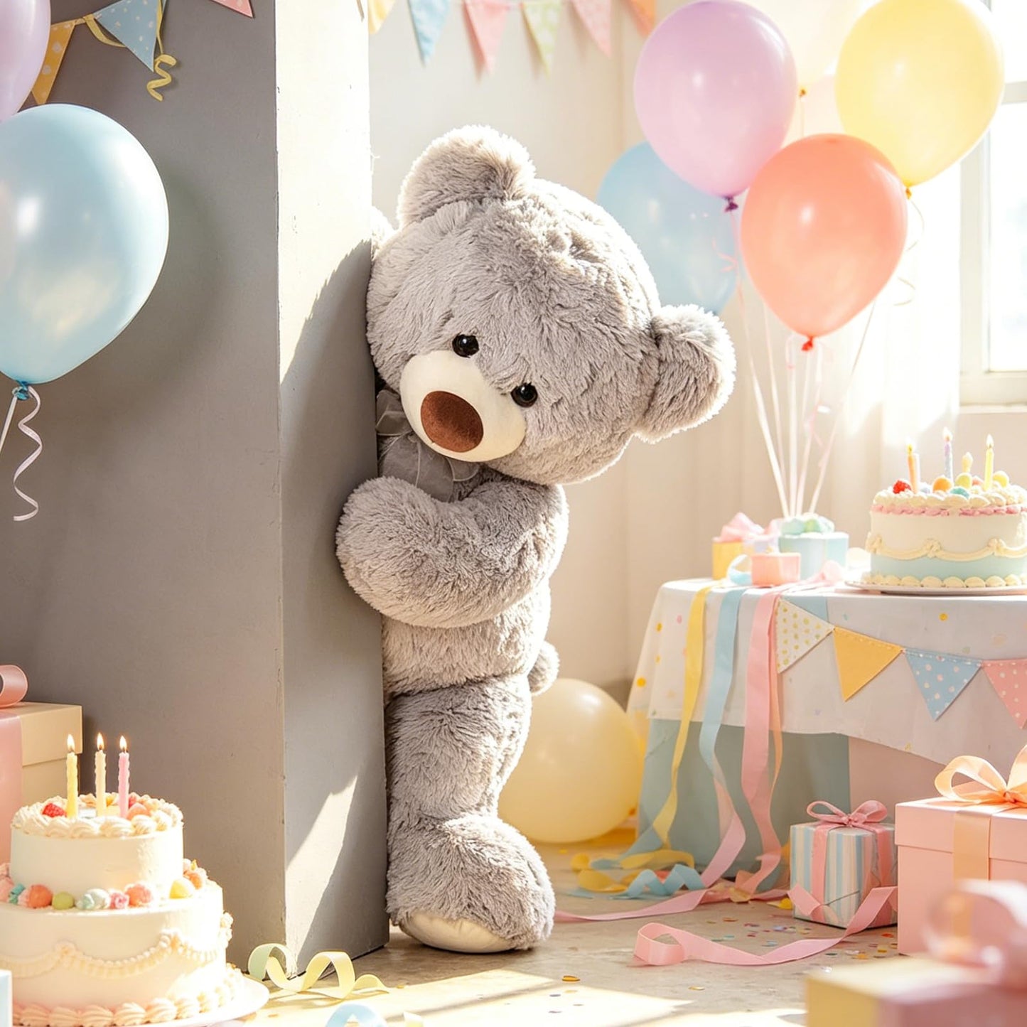 Toys Studio 47 Inch Big Teddy Bear Giant Stuffed Animal for Girls, 4 Feet Large Teddy Bear Baby Shower Party Decorations Kids Women Girlfriend Christmas Valentines Gifts, Light Brown