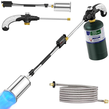 Sondiko Propane Torch Weed Burner, High Output Weed Torch Flamethrower, 30" Detachable Long Arm Heavy Duty Blow Torch For Garden, Wood, Ice, Snow, Melting(PROPANE TANK NOT INCLUDED)