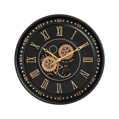 CLXEAST Mid Century Minimalist Modern Wall Clocks,24 Inch Wall Clock with Moving Gears, Large Cream Gold Wall Clocks for Living Room Decor,House Warming Gifts New Home
