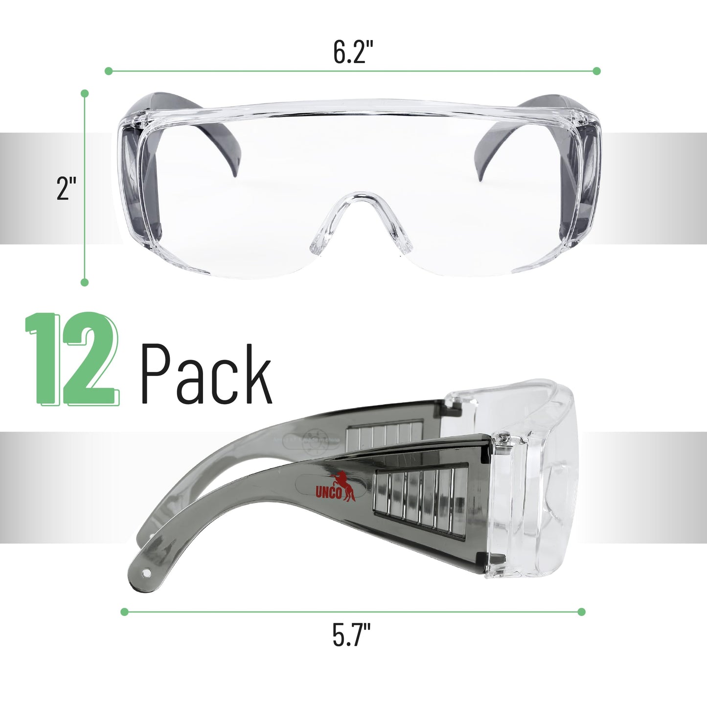 UNCO- Safety Goggles Over Glasses, Protective Goggles, Anti Fog, Work, Safety Glasses Over