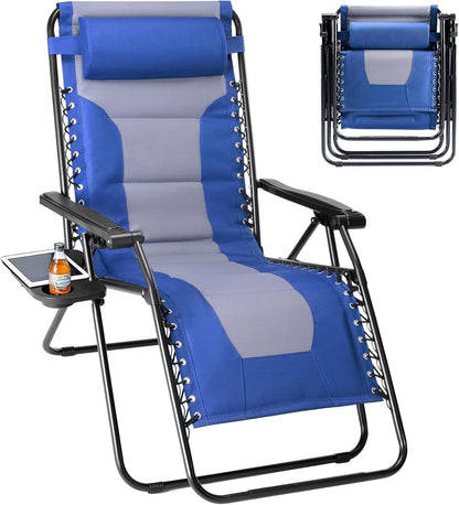 Alpen Zero Gravity Lounge Chair Set of 2, Patio Chair Folding Lounge Chairs for Outside, Portable Camping Chairs with Pillow and Cup Holder, Outdoor Recliner for Beach Outdoor Camping, Black
