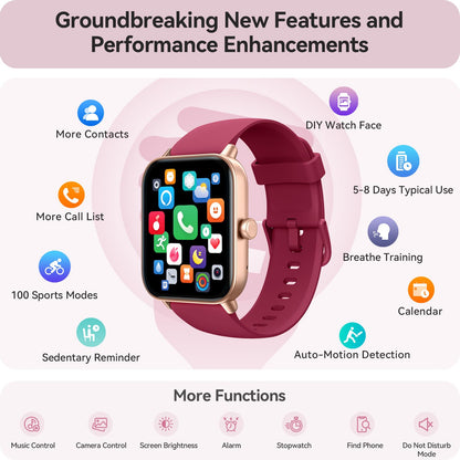 Smart Watch for Women Android & iPhone, Alexa Built-in, IP68 Waterproof Activity Fitness Tracker with Bluetooth Call (Answer/Make), 1.8" Smartwatch with Heart Rate/SpO2/Sleep Monitor, 100+ Sports Mode | Pink