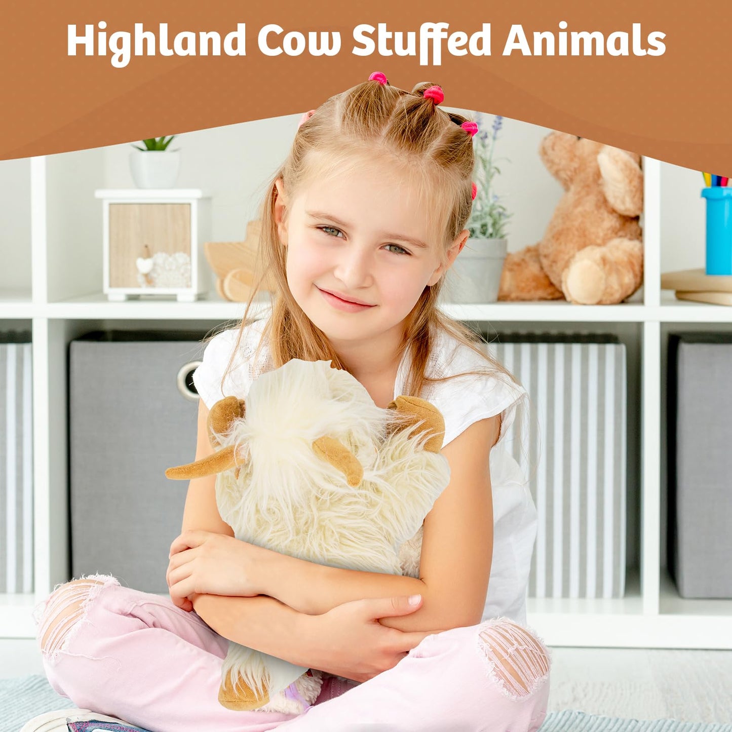 Marysun Microwavable Highland Cow Stuffed Animal - Weighted Stuffed Animal Plush, Heating Pad, Cozy Gift for Girls|Women|Kids|Elderly People, 9.8in, 1.65lb