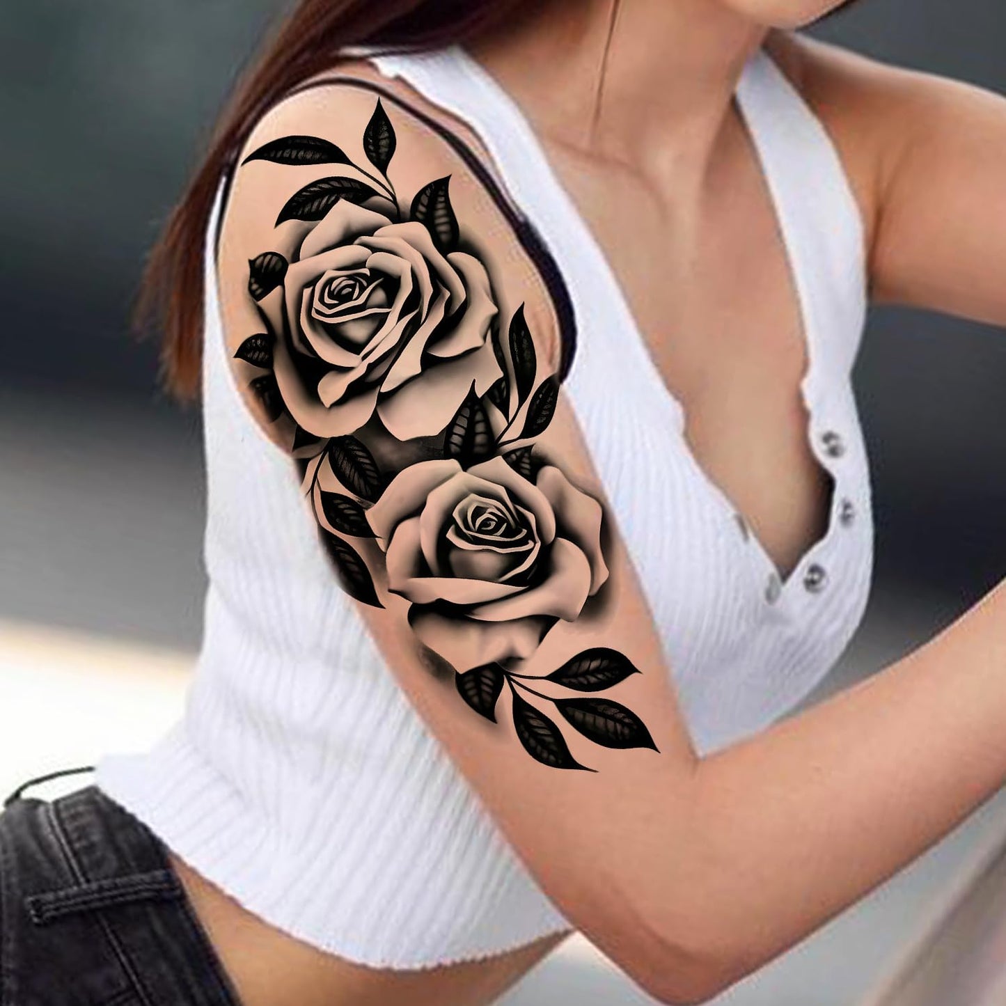 12 Sheets Beautiful Butterfly Flowers Temporary Tattoos For Women Feet Hands Body Art, Realistic Rose Peony Floral Fake Tattoo Sticker For Legs Ankle, Waterproof Lily Dreamcatcher Temp Tatoos Decals